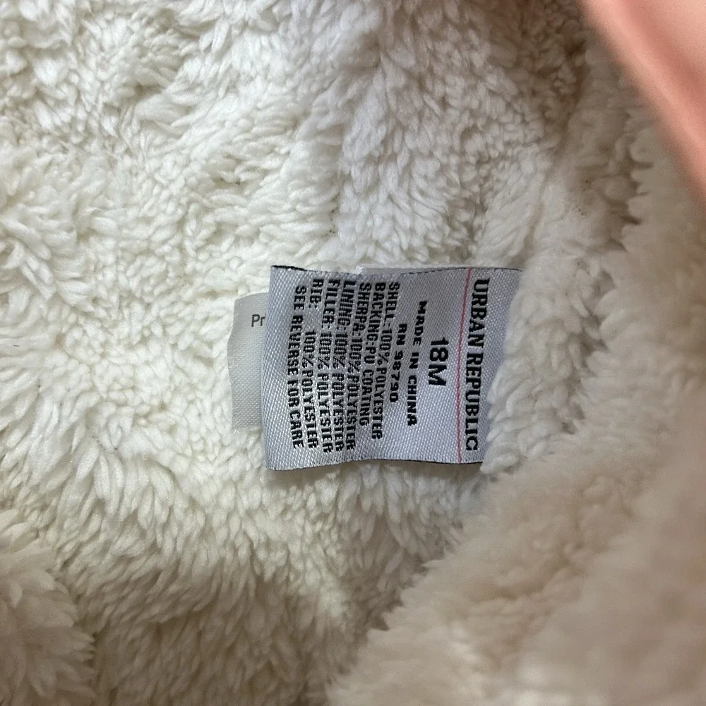 Urban Republic Girls Pink Star Print Sherpa Lined Quilted Snowsuit Pram Suit 18M